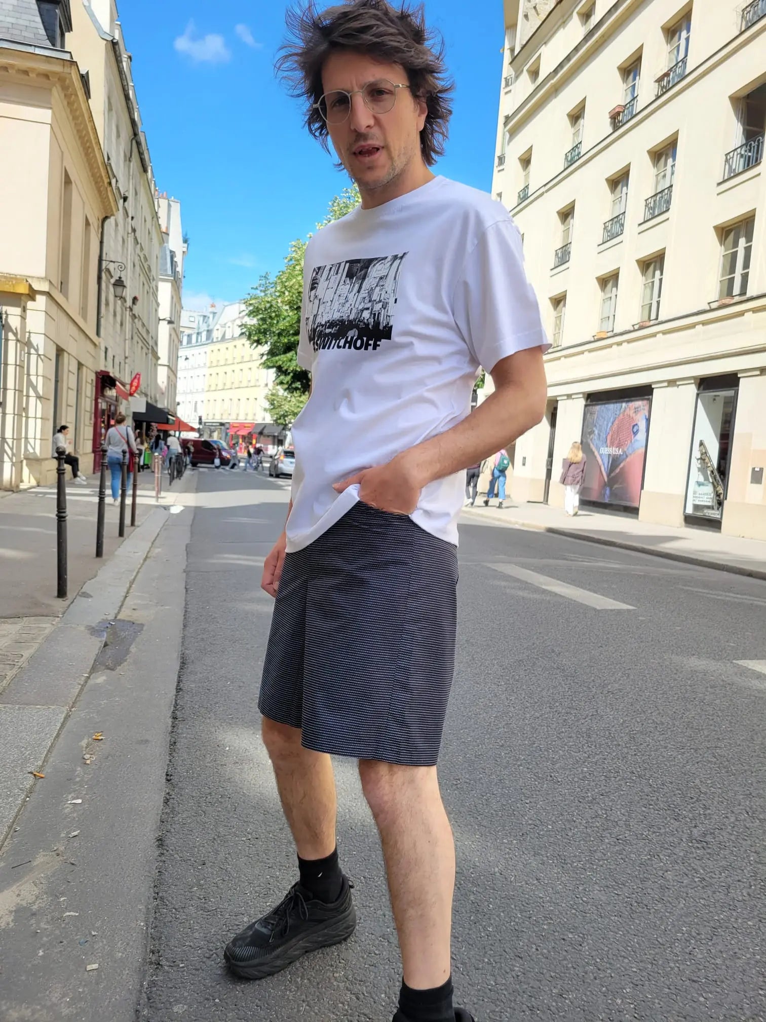 Bermuda Shoto Rayures Navy - Short Streetwear Homme Premium