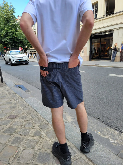 Bermuda Shoto Rayures Navy - Short Streetwear Homme Premium