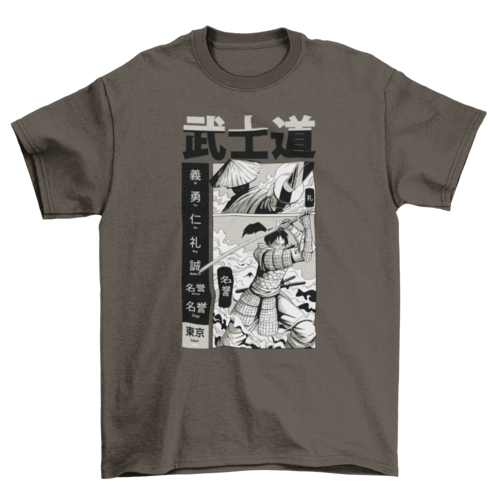 T-Shirt Samouraï Japonais Combat - Anime Manga Streetwear Premium