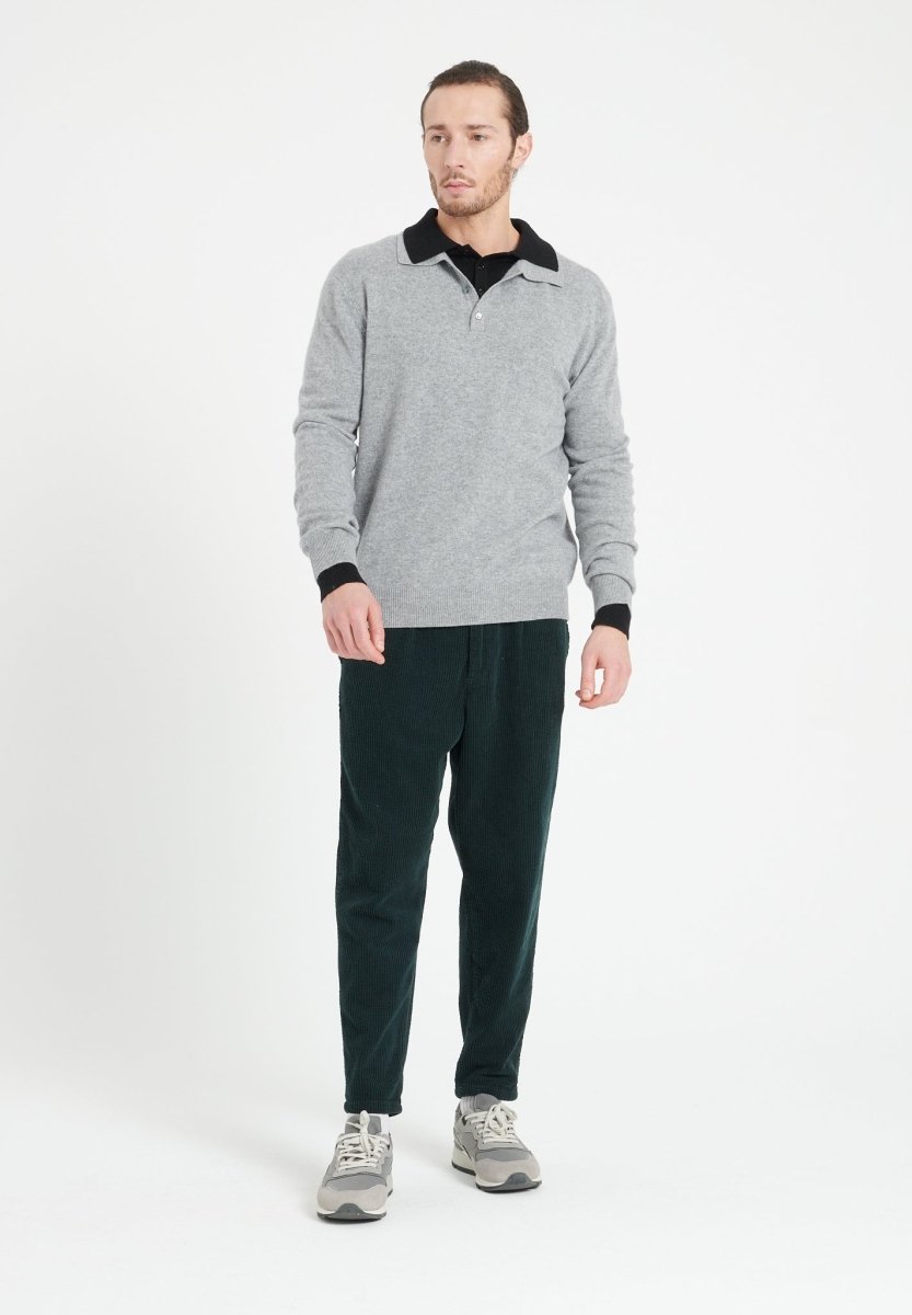 Polo Manches Longues Homme Cachemire Gris Clair - Luxe LUKE 5