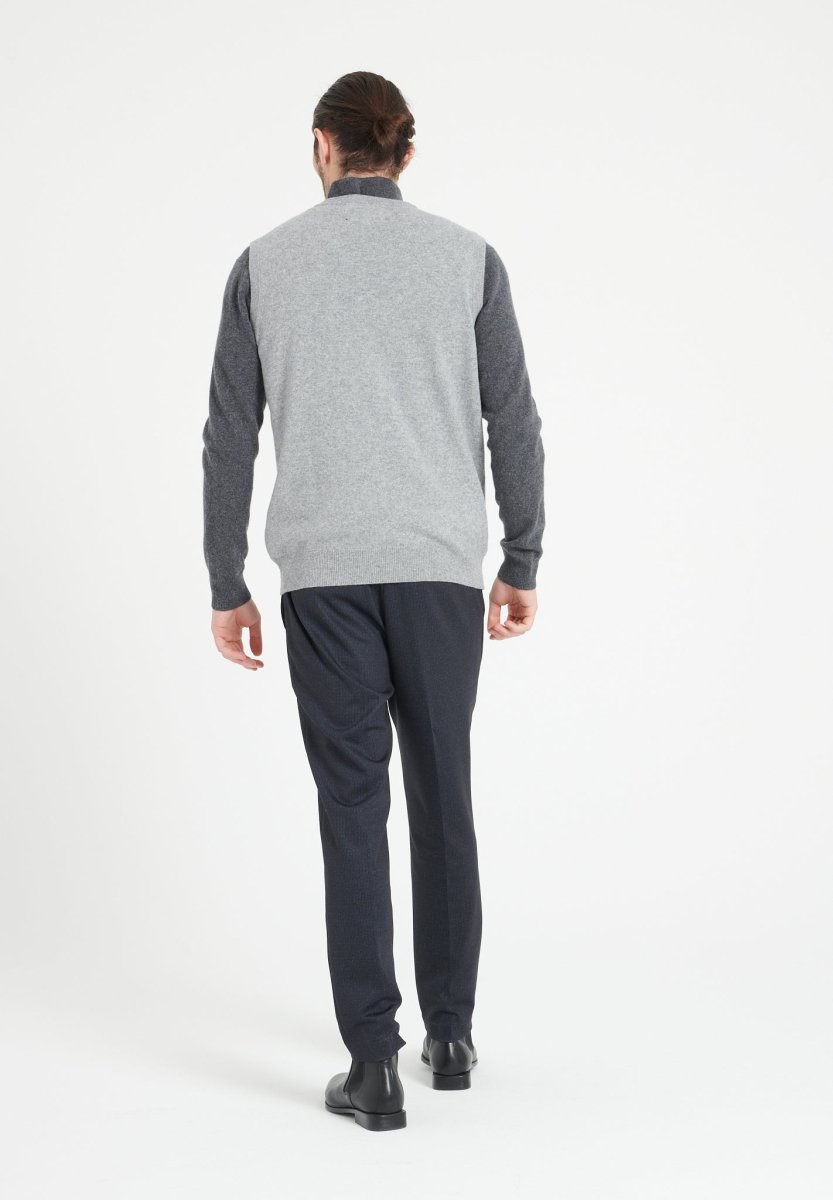Gilet Col V Sans Manches Homme Cachemire Gris Clair - Luxe LUKE 9