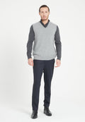Gilet Col V Sans Manches Homme Cachemire Gris Clair - Luxe LUKE 9