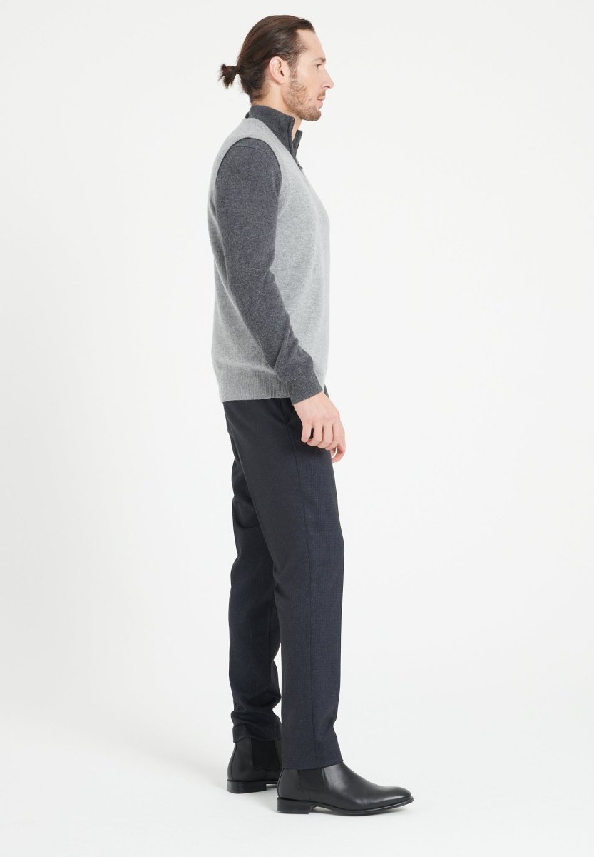 Gilet Col V Sans Manches Homme Cachemire Gris Clair - Luxe LUKE 9